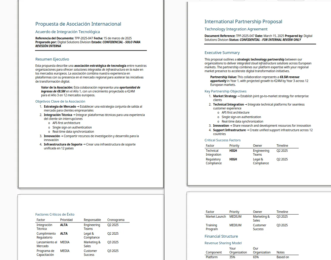 Structure-aware translation preserves tables, formatting, and layout perfectly